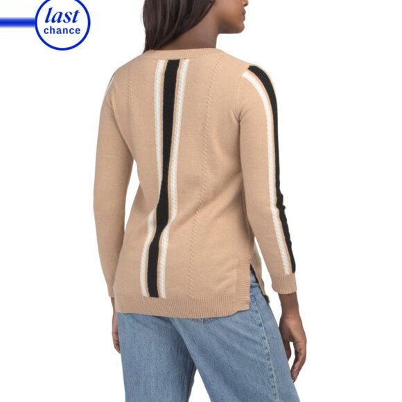 EDINBURGH KNITS Camel Cashmere Alexa V-neck Sweater - Picture 2 of 2